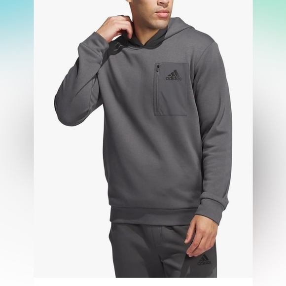 Adidas Men's Regular Fit Kangaroo Pockets Hoodie - Gray large - Picture 1 of 8